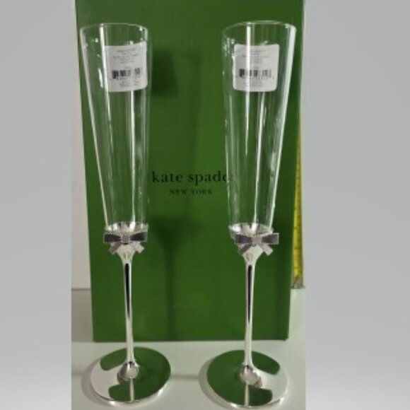 Kate Spade - Lenox Grace Avenue Champagne Flute Pair 6oz and 10.5 tall - Picture 1 of 14